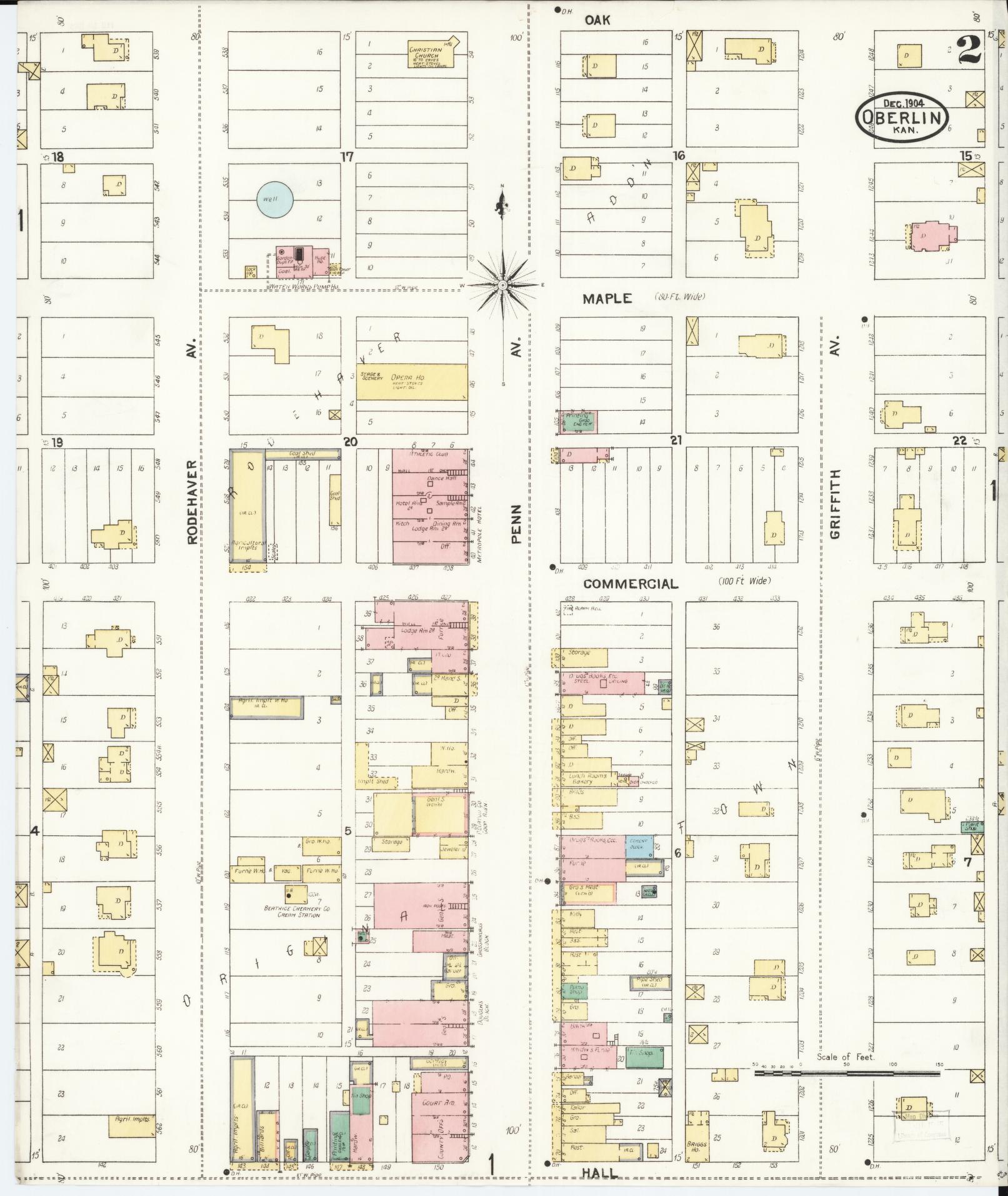 Sanborn Fire Insurance Map from Oberlin, Decatur County, Kansas (1904), Sheet #0002 - Complete Map Set gallery image, historic Sanborn map, vintage wall art, Kansas Kansas
