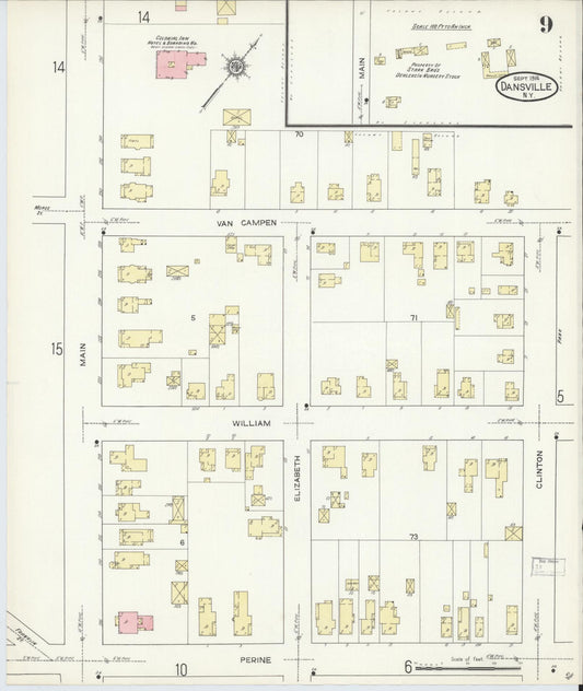 Sanborn Fire Insurance Map from Dansville, Livingston County, New York (1914), Sheet #0009 - Historic Sanborn Fire Insurance Map Print, vintage old map wall art, antique decor, genealogy gift, New York New York map