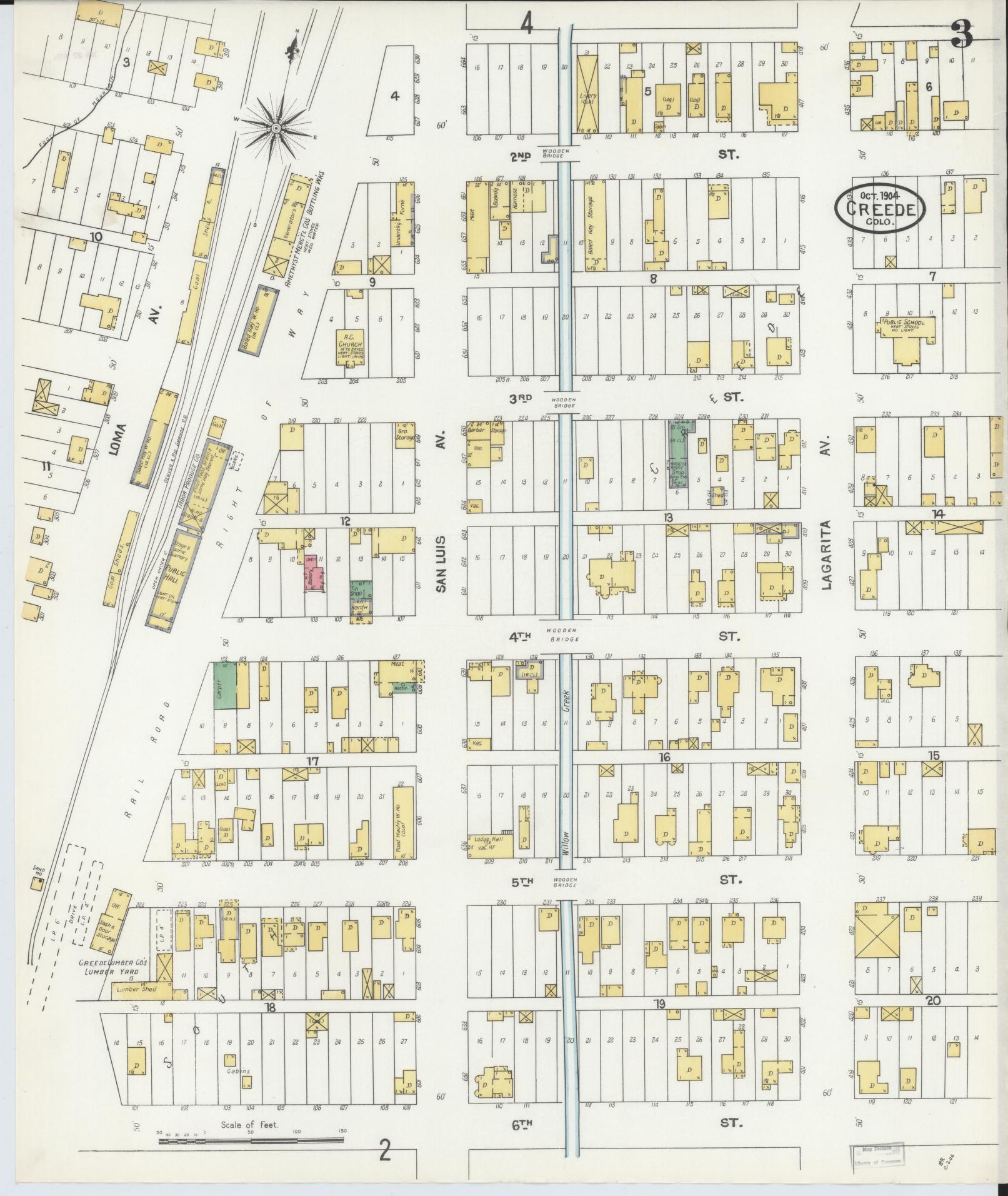 Sanborn Fire Insurance Map from Creede, Mineral County, Colorado (1904), Sheet #0003 - Historic Sanborn Fire Insurance Map Print, vintage old map wall art, antique decor, genealogy gift, Colorado Colorado map