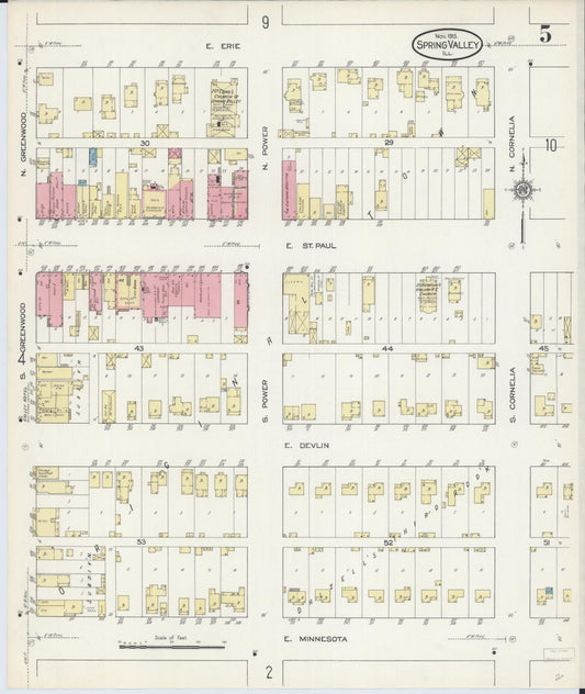 Sanborn Fire Insurance Map from Spring Valley, Bureau County, Illinois (1913), Sheet #0005 - Historic Sanborn Fire Insurance Map Print, vintage old map wall art, antique decor, genealogy gift, Illinois Illinois map