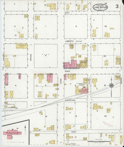 Sanborn Fire Insurance Map from Lake Butler, Union County, Florida (1920), Sheet #0003 - Historic Sanborn Fire Insurance Map Print, vintage old map wall art, antique decor, genealogy gift, Florida Florida map