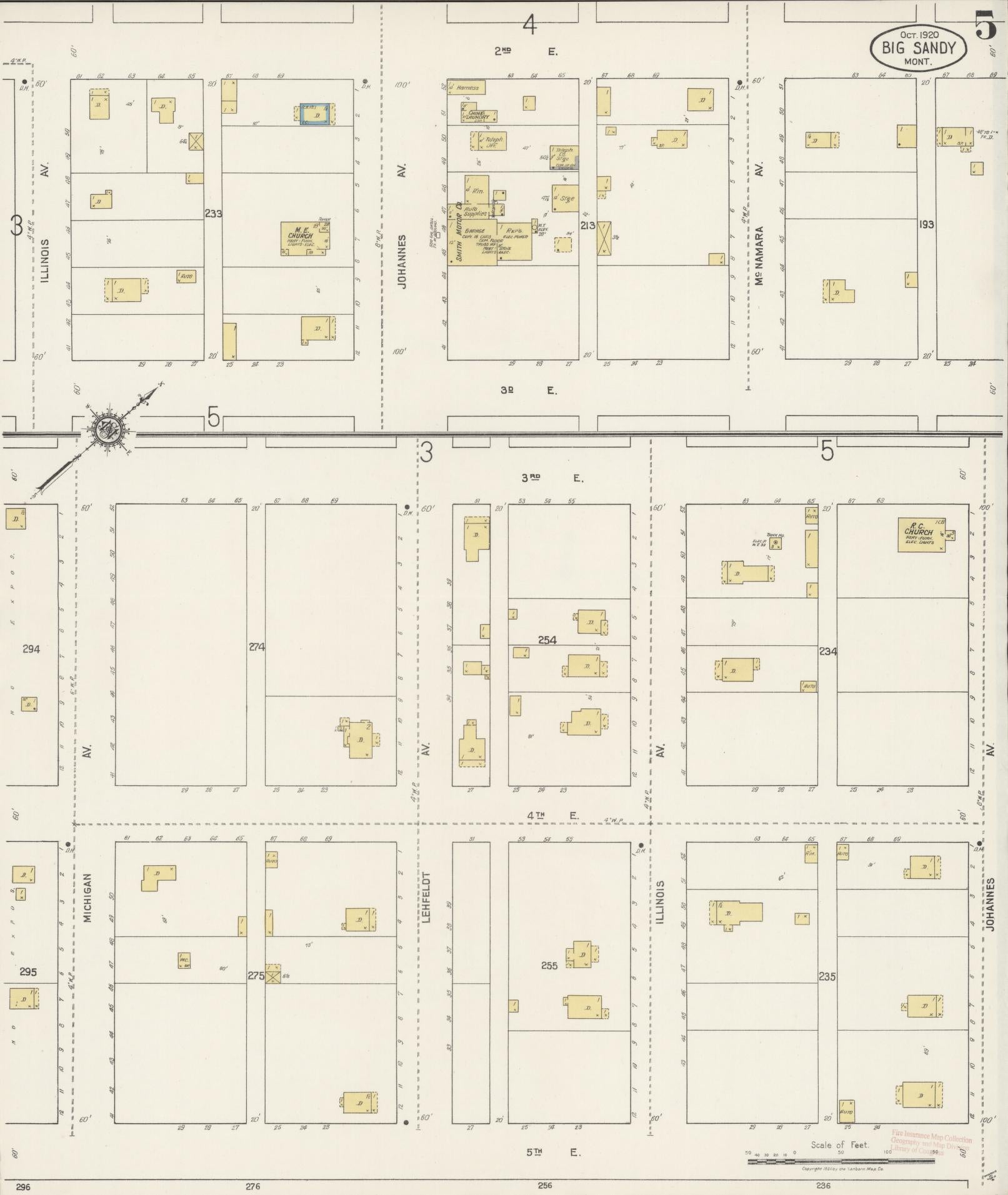 Sanborn Fire Insurance Map from Big Sandy, Chouteau County, Montana (1920), Sheet #0005 - Complete Map Set gallery image, historic Sanborn map, vintage wall art, Montana Montana