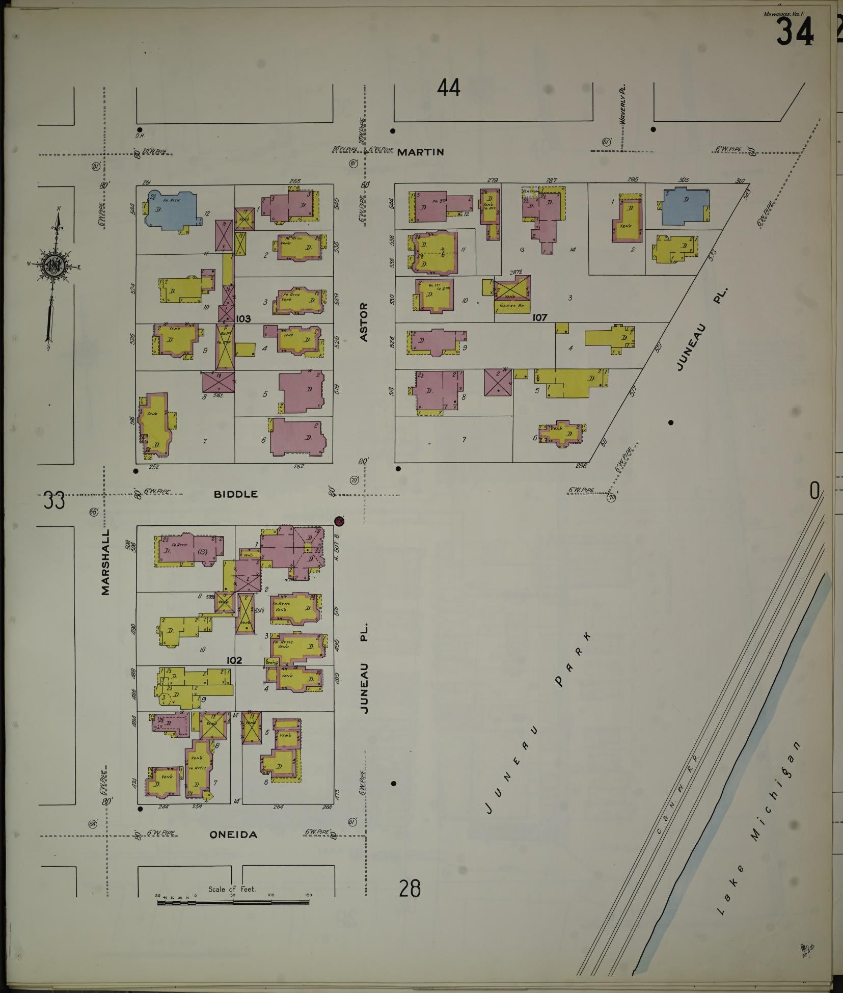 Sanborn Fire Insurance Map from Milwaukee, Milwaukee County, Wisconsin (1910), Sheet #0034 - Complete Map Set gallery image, historic Sanborn map, vintage wall art, Wisconsin Wisconsin