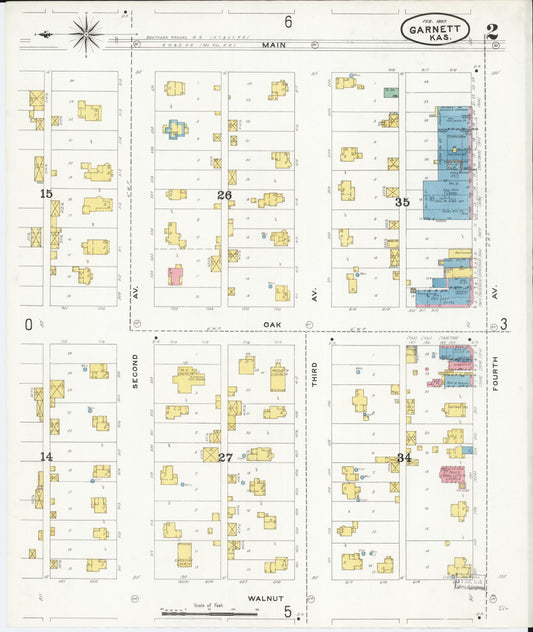 Sanborn Fire Insurance Map from Garnett, Anderson County, Kansas (1897), Sheet #0002 - Historic Sanborn Fire Insurance Map Print, vintage old map wall art, antique decor, genealogy gift, Kansas Kansas map