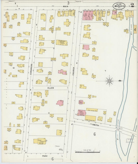 Sanborn Fire Insurance Map from Moravia, Cayuga County, New York (1898), Sheet #0002 - Historic Sanborn Fire Insurance Map Print, vintage old map wall art, antique decor, genealogy gift, New York New York map