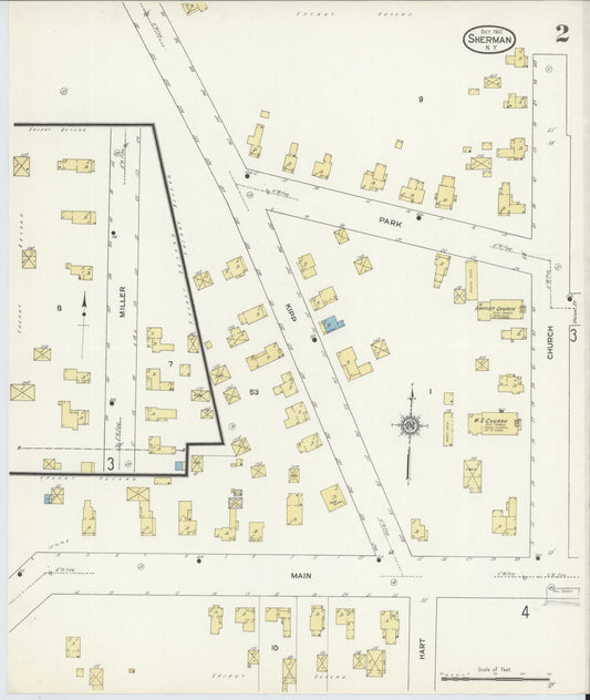 Sanborn Fire Insurance Map from Sherman, Chautauqua County, New York (1912), Sheet #0002 - Historic Sanborn Fire Insurance Map Print, vintage old map wall art, antique decor, genealogy gift, New York New York map