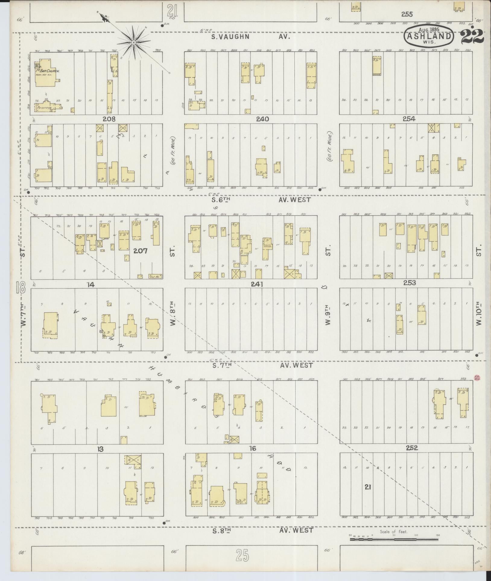 Sanborn Fire Insurance Map from Ashland, Ashland County, Wisconsin (1895), Sheet #0022 - Historic Sanborn Fire Insurance Map Print, vintage old map wall art, antique decor, genealogy gift, Wisconsin Wisconsin map