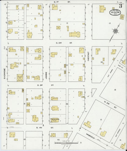 Sanborn Fire Insurance Map from Rison, Cleveland County, Arkansas (1921), Sheet #0003 - Complete Map Set gallery image, historic Sanborn map, vintage wall art, Arkansas Arkansas