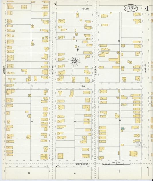 Sanborn Fire Insurance Map from Luzerne, Luzerne County, Pennsylvania (1903), Sheet #0004 - Historic Sanborn Fire Insurance Map Print, vintage old map wall art, antique decor, genealogy gift, Pennsylvania Pennsylvania map