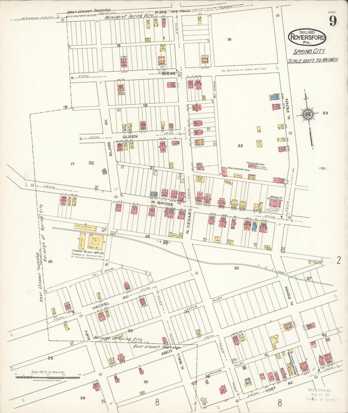 Sanborn Fire Insurance Map from Royersford, Montgomery County, Pennsylvania (1921), Sheet #0009 - Complete Map Set gallery image, historic Sanborn map, vintage wall art, Pennsylvania Pennsylvania