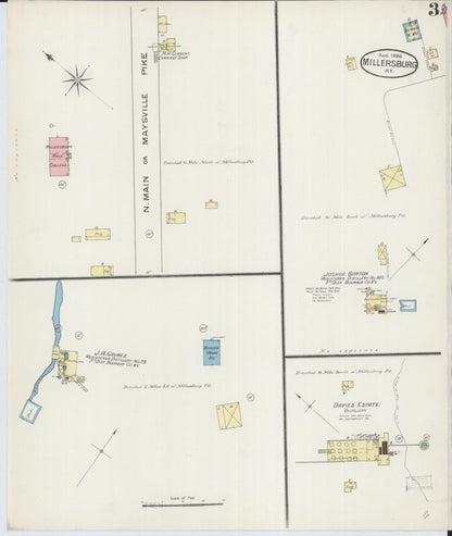 Sanborn Fire Insurance Map from Millersburg, Bourbon County, Kentucky (1886), Sheet #0003 - Complete Map Set gallery image, historic Sanborn map, vintage wall art, Kentucky Kentucky