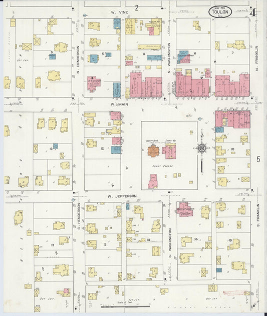 Sanborn Fire Insurance Map from Toulon, Stark County, Illinois (1913), Sheet #0004 - Historic Sanborn Fire Insurance Map Print, vintage old map wall art, antique decor, genealogy gift, Illinois Illinois map