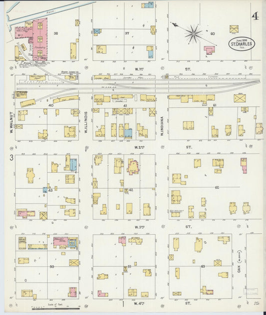 Sanborn Fire Insurance Map from Saint Charles, Kane County, Illinois (1898), Sheet #0004 - Historic Sanborn Fire Insurance Map Print, vintage old map wall art, antique decor, genealogy gift, Illinois Illinois map