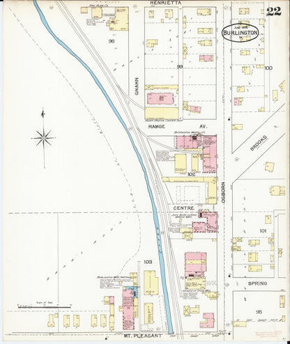 Sanborn Fire Insurance Map from Burlington, Des Moines County, Iowa (1892), Sheet #0022 - Historic Sanborn Fire Insurance Map Print