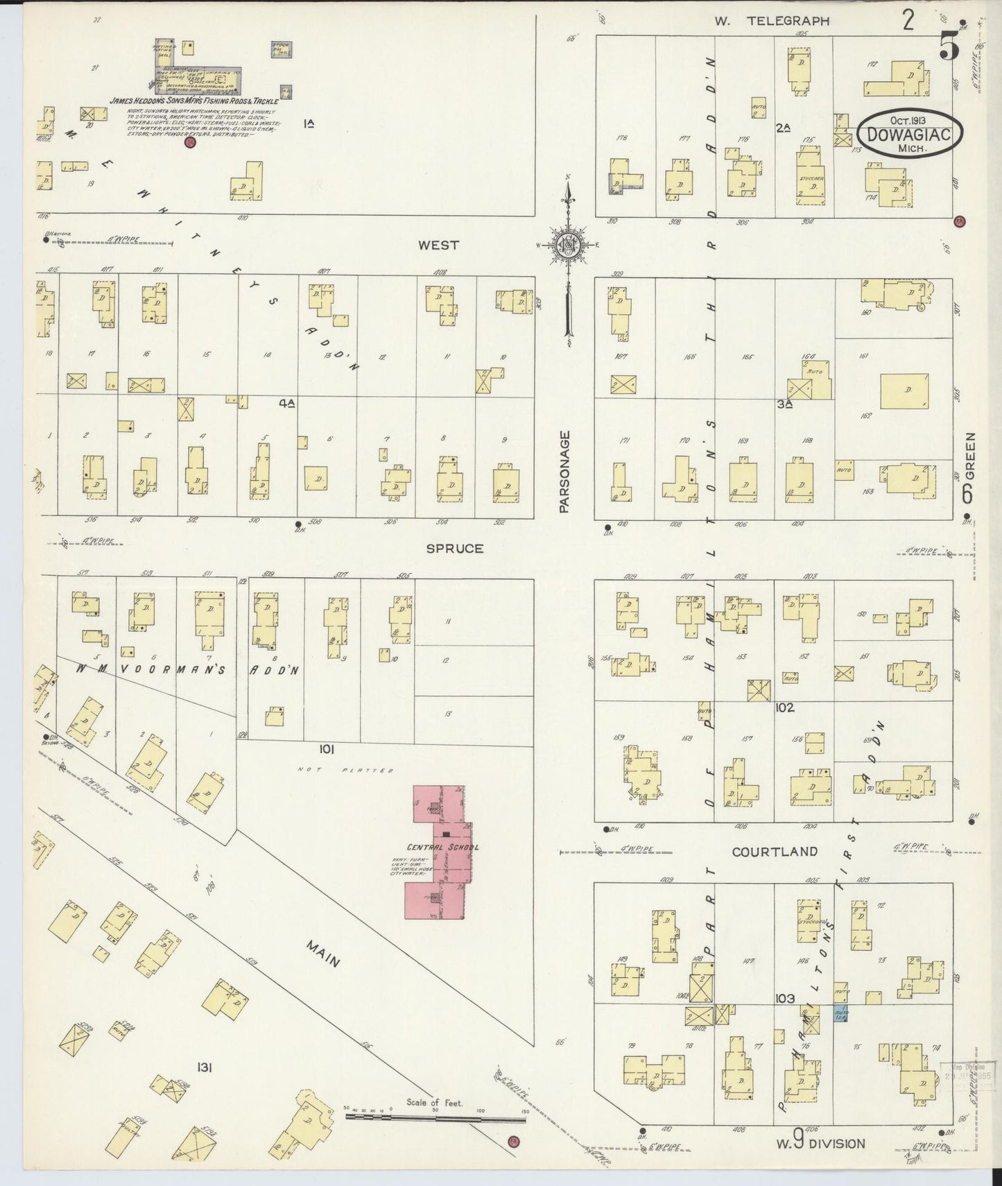 Sanborn Fire Insurance Map from Dowagiac, Cass County, Michigan (1913), Sheet #0005 - Complete Map Set gallery image, historic Sanborn map, vintage wall art, Michigan Michigan