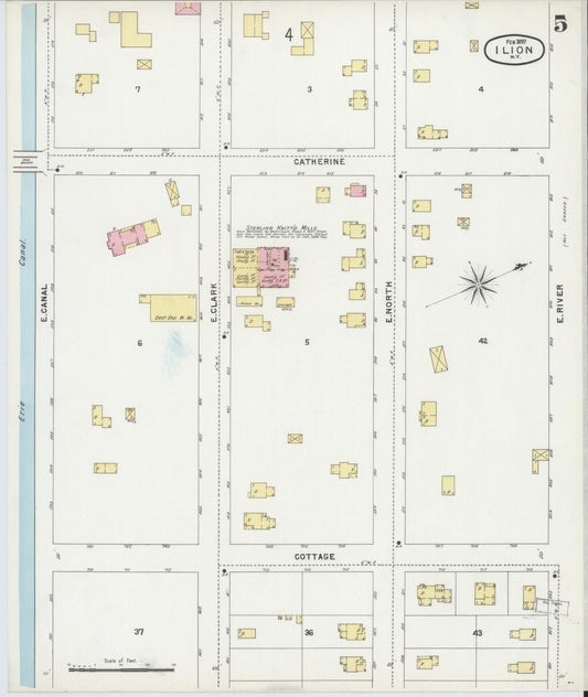 Sanborn Fire Insurance Map from Ilion, Herkimer County, New York (1897), Sheet #0005 - Historic Sanborn Fire Insurance Map Print, vintage old map wall art, antique decor, genealogy gift, New York New York map