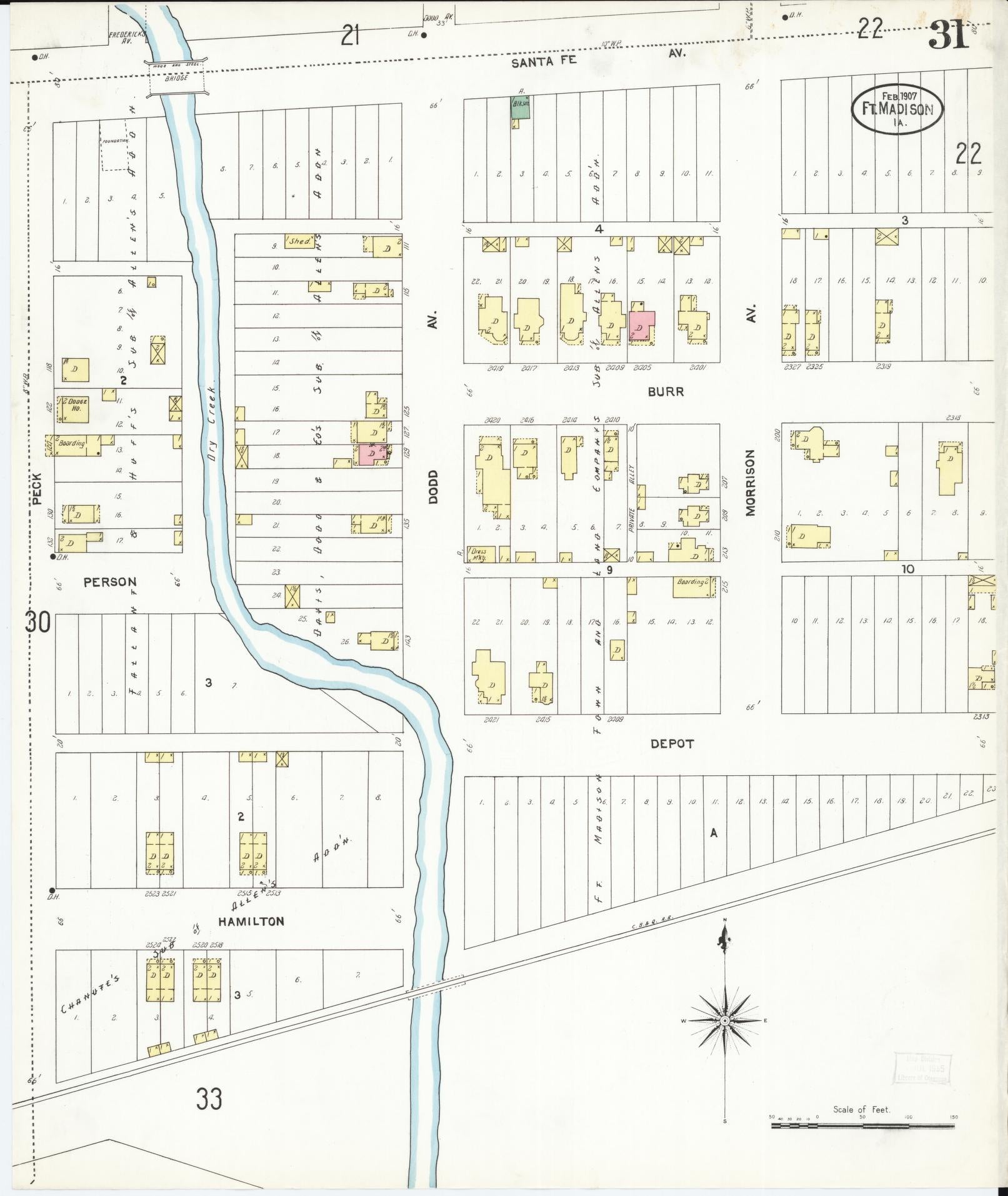 Sanborn Fire Insurance Map from Fort Madison, Lee County, Iowa (1907), Sheet #0031 - Historic Sanborn Fire Insurance Map Print