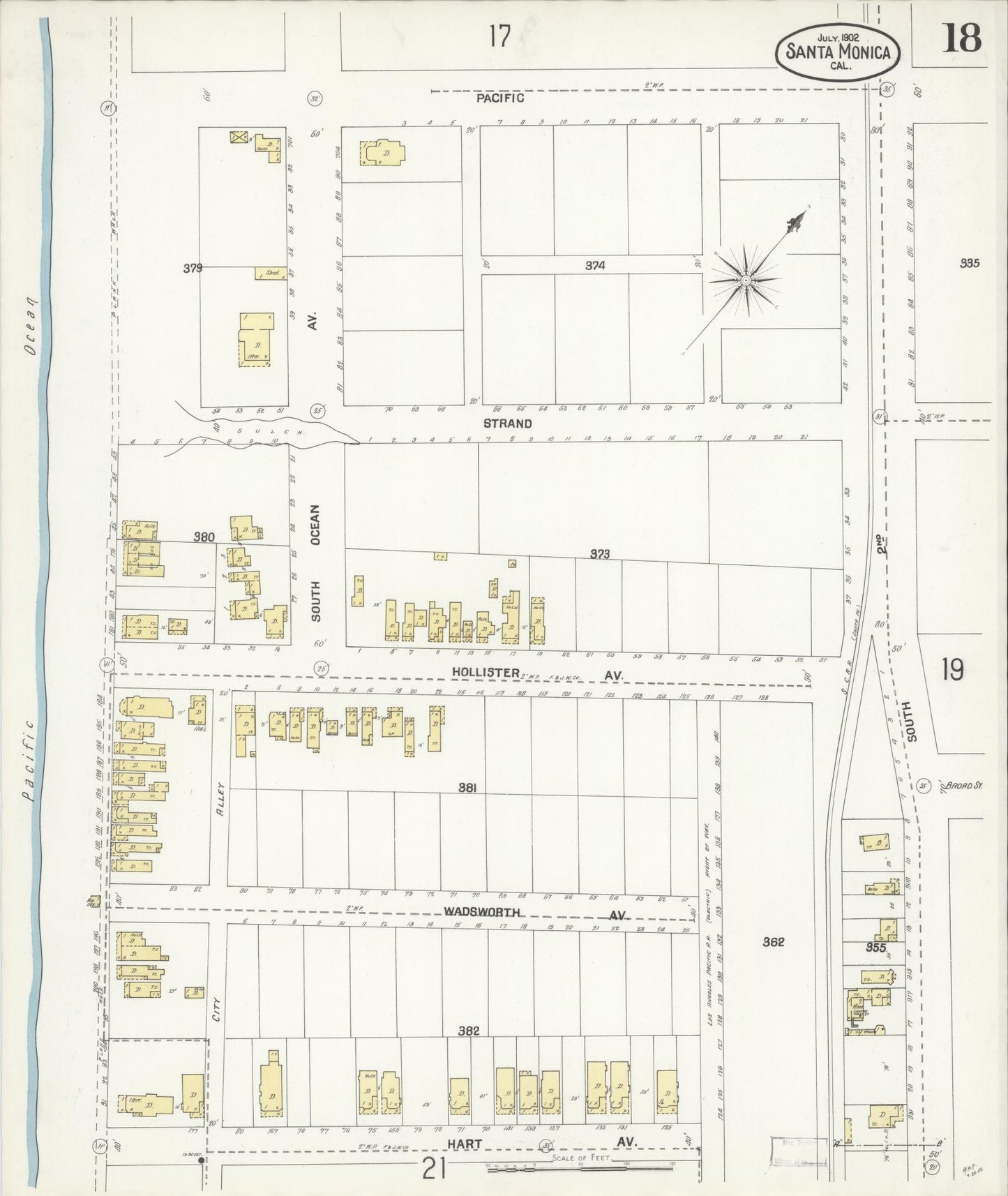 Sanborn Fire Insurance Map from Santa Monica, Los Angeles County, California (1902), Sheet #0018 - Complete Map Set gallery image, historic Sanborn map, vintage wall art, California California