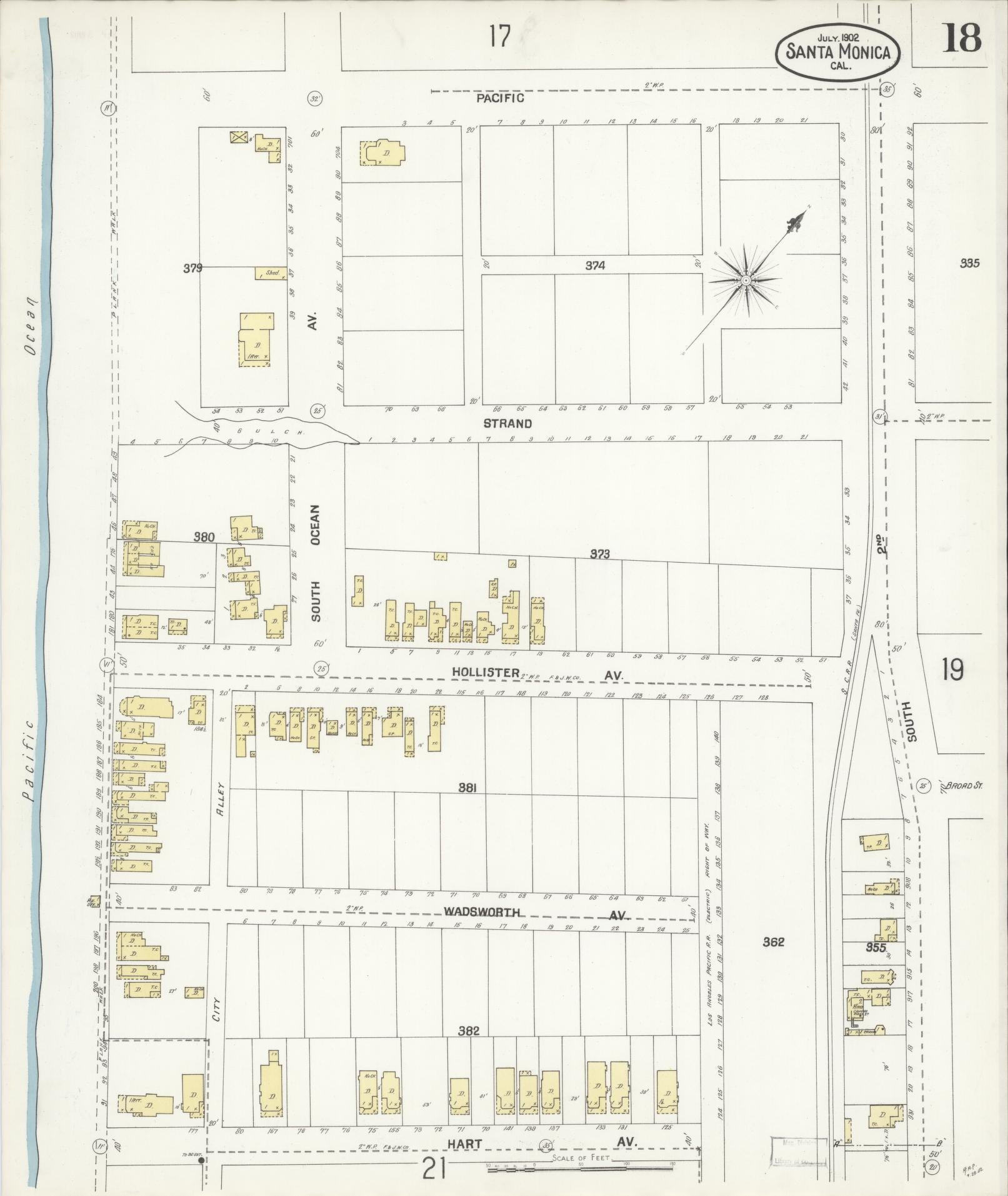 Sanborn Fire Insurance Map from Santa Monica, Los Angeles County, California (1902), Sheet #0018 - Complete Map Set gallery image, historic Sanborn map, vintage wall art, California California