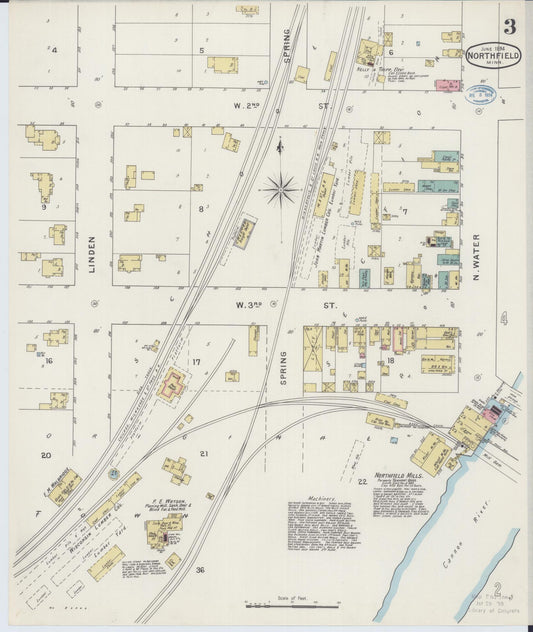 Sanborn Fire Insurance Map from Northfield, Rice County, Minnesota (1894), Sheet #0003 - Historic Sanborn Fire Insurance Map Print, vintage old map wall art, antique decor, genealogy gift, Minnesota Minnesota map