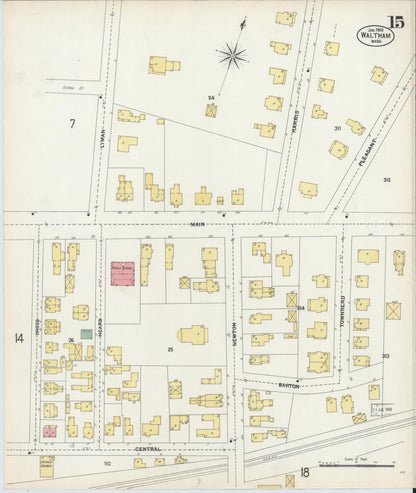 Sanborn Fire Insurance Map from Waltham, Middlesex County, Massachusetts (1903), Sheet #0015 - Complete Map Set gallery image, historic Sanborn map, vintage wall art, Massachusetts Massachusetts