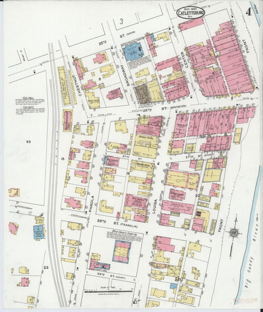 Sanborn Fire Insurance Map from Catlettsburg, Boyd County, Kentucky (1920), Sheet #0004 - Historic Sanborn Fire Insurance Map Print, vintage old map wall art, antique decor, genealogy gift, Kentucky Kentucky map