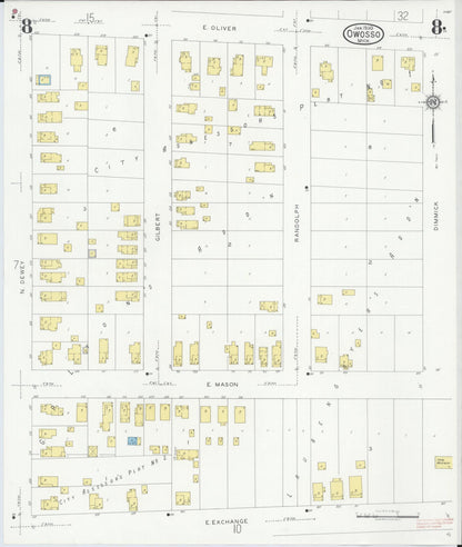 Sanborn Fire Insurance Map from Owosso, Shiawassee County, Michigan (1930), Sheet #0008 - Complete Map Set gallery image, historic Sanborn map, vintage wall art, Michigan Michigan