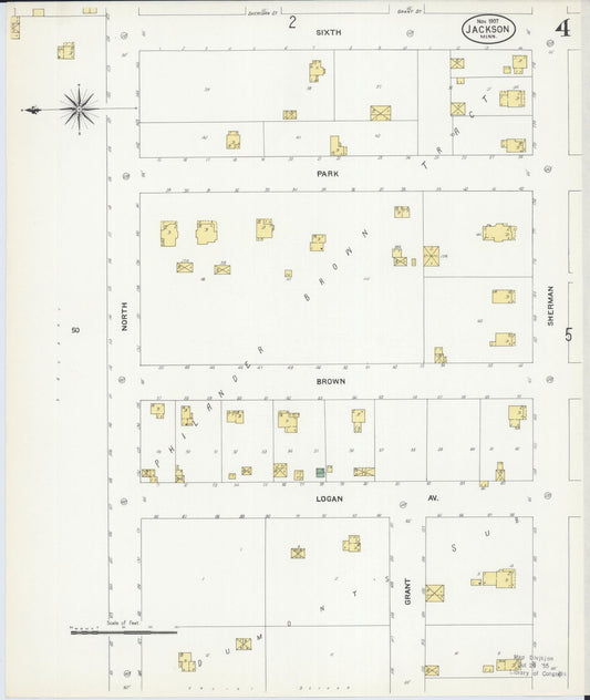 Sanborn Fire Insurance Map from Jackson, Jackson County, Minnesota (1907), Sheet #0004 - Historic Sanborn Fire Insurance Map Print, vintage old map wall art, antique decor, genealogy gift, Minnesota Minnesota map