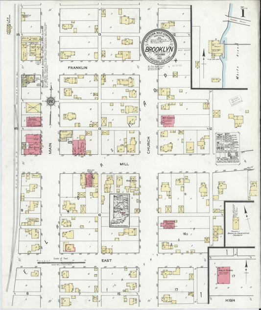 Sanborn Fire Insurance Map from Brooklyn, Morgan County, Indiana (1920), Sheet #0001 - Historic Sanborn Fire Insurance Map Print, vintage old map wall art, antique decor, genealogy gift, Indiana Indiana map
