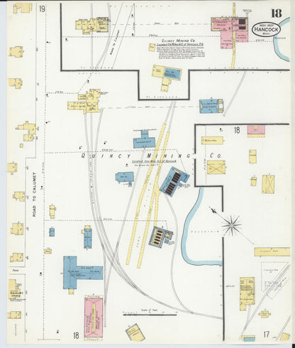 Sanborn Fire Insurance Map from Hancock, Houghton County, Michigan (1907), Sheet #0018 - Historic Sanborn Fire Insurance Map Print, vintage old map wall art, antique decor, genealogy gift, Michigan Michigan map