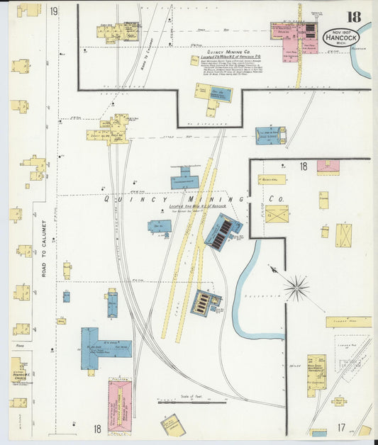 Sanborn Fire Insurance Map from Hancock, Houghton County, Michigan (1907), Sheet #0018 - Historic Sanborn Fire Insurance Map Print, vintage old map wall art, antique decor, genealogy gift, Michigan Michigan map