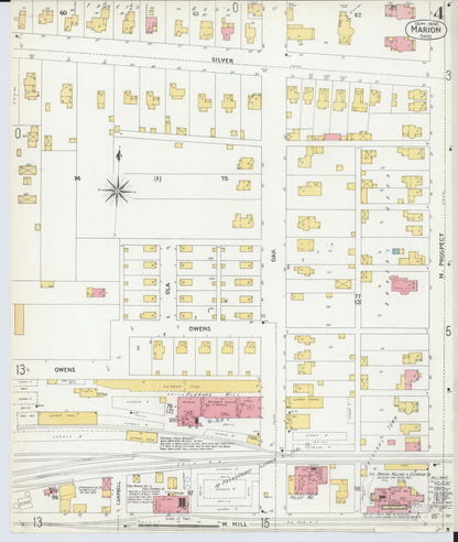 Sanborn Fire Insurance Map from Marion, Marion County, Ohio (1900), Sheet #0004 - Historic Sanborn Fire Insurance Map Print, vintage old map wall art, antique decor, genealogy gift, Ohio Ohio map