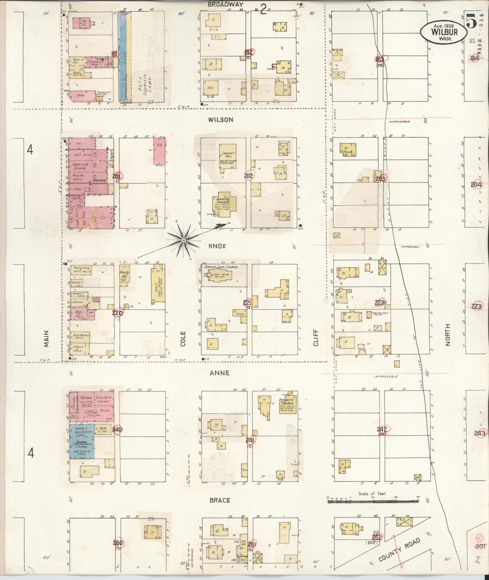 Sanborn Fire Insurance Map from Wilbur, Lincoln County, Washington (1930), Sheet #0005 - Historic Sanborn Fire Insurance Map Print, vintage old map wall art, antique decor, genealogy gift, Washington Washington map