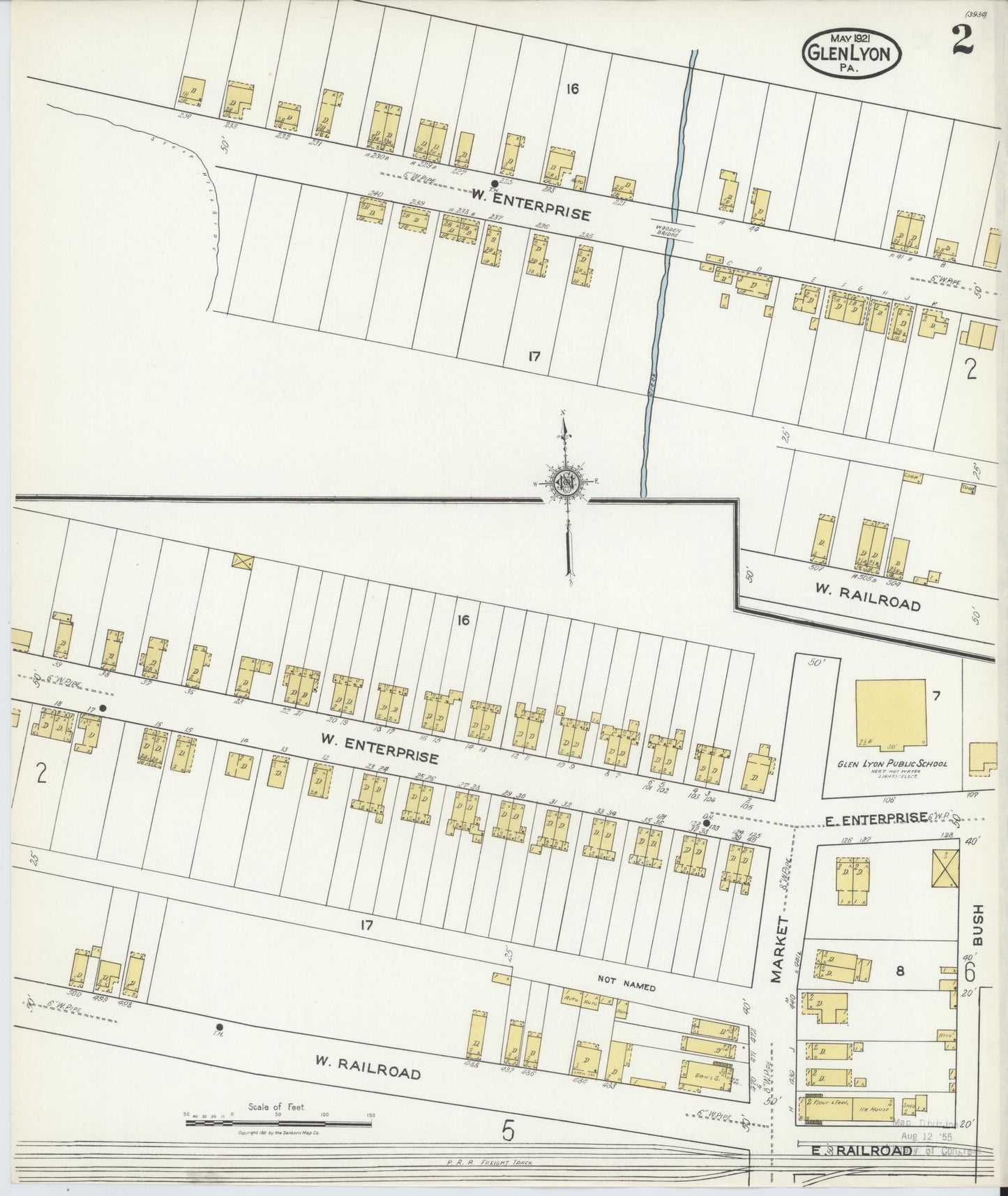 Sanborn Fire Insurance Map from Glen Lyon, Luzerne County, Pennsylvania (1921), Sheet #0002 - Historic Sanborn Fire Insurance Map Print, vintage old map wall art, antique decor, genealogy gift, Pennsylvania Pennsylvania map