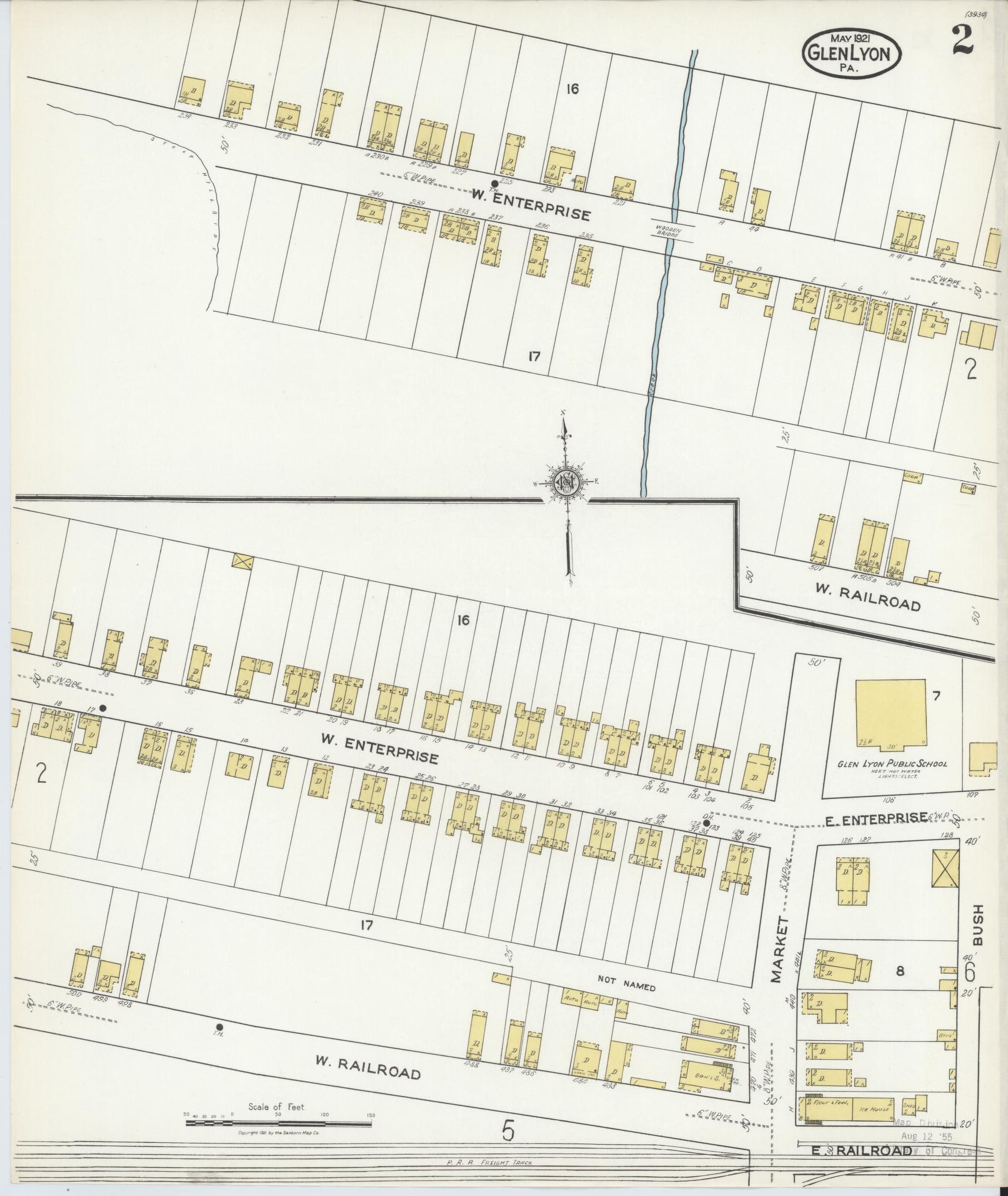 Sanborn Fire Insurance Map from Glen Lyon, Luzerne County, Pennsylvania (1921), Sheet #0002 - Historic Sanborn Fire Insurance Map Print, vintage old map wall art, antique decor, genealogy gift, Pennsylvania Pennsylvania map