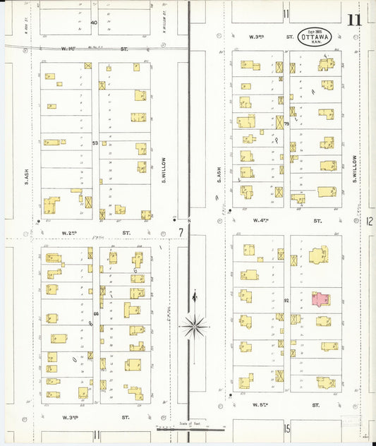 Sanborn Fire Insurance Map from Ottawa, Franklin County, Kansas (1905), Sheet #0011 - Historic Sanborn Fire Insurance Map Print, vintage old map wall art, antique decor, genealogy gift, Kansas Kansas map