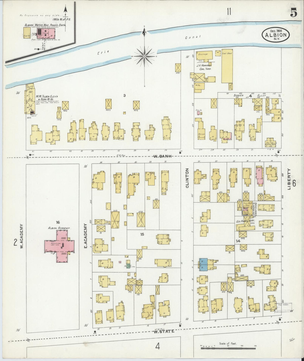 Sanborn Fire Insurance Map from Albion, Orleans County, New York (1905), Sheet #0005 - Complete Map Set gallery image, historic Sanborn map, vintage wall art, New York New York