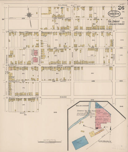 Sanborn Fire Insurance Map from Shamokin, Northumberland County, Pennsylvania (1922), Sheet #0026 - Historic Sanborn Fire Insurance Map Print, vintage old map wall art, antique decor, genealogy gift, Pennsylvania Pennsylvania map