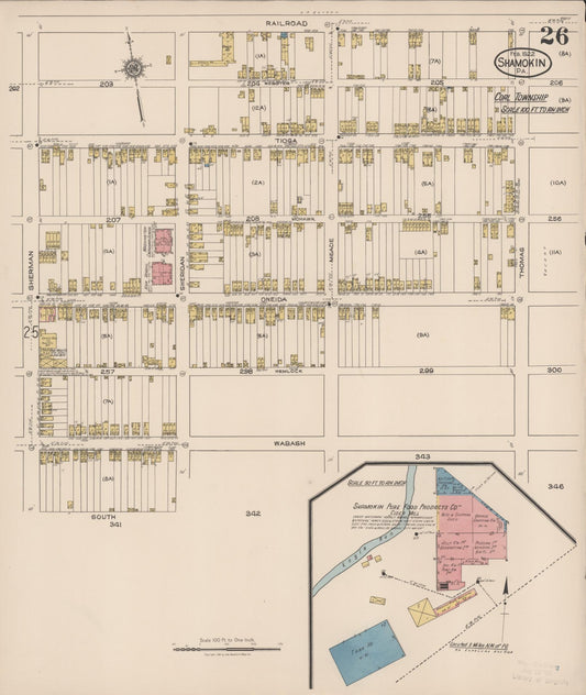Sanborn Fire Insurance Map from Shamokin, Northumberland County, Pennsylvania (1922), Sheet #0026 - Historic Sanborn Fire Insurance Map Print, vintage old map wall art, antique decor, genealogy gift, Pennsylvania Pennsylvania map