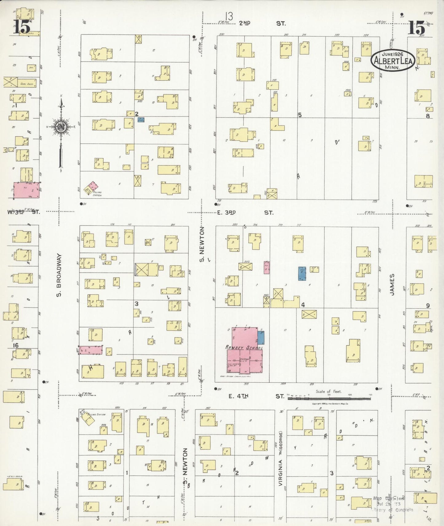 Sanborn Fire Insurance Map from Albert Lea, Freeborn County, Minnesota (1926), Sheet #0015 - Historic Sanborn Fire Insurance Map Print, vintage old map wall art, antique decor, genealogy gift, Minnesota Minnesota map