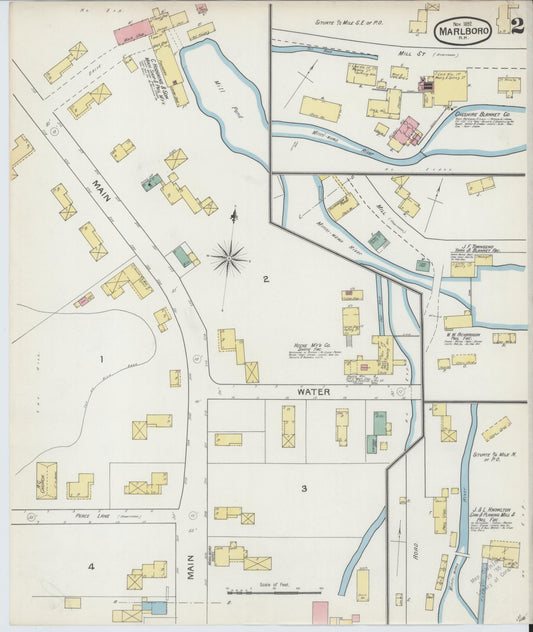 Sanborn Fire Insurance Map from Marlborough, Cheshire County, New Hampshire (1892), Sheet #0002 - Historic Sanborn Fire Insurance Map Print, vintage old map wall art, antique decor, genealogy gift, New Hampshire New Hampshire map