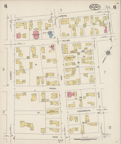 Sanborn Fire Insurance Map from Belfast, Waldo County, Maine (1923), Sheet #0006 - Complete Map Set gallery image, historic Sanborn map, vintage wall art, Maine Maine