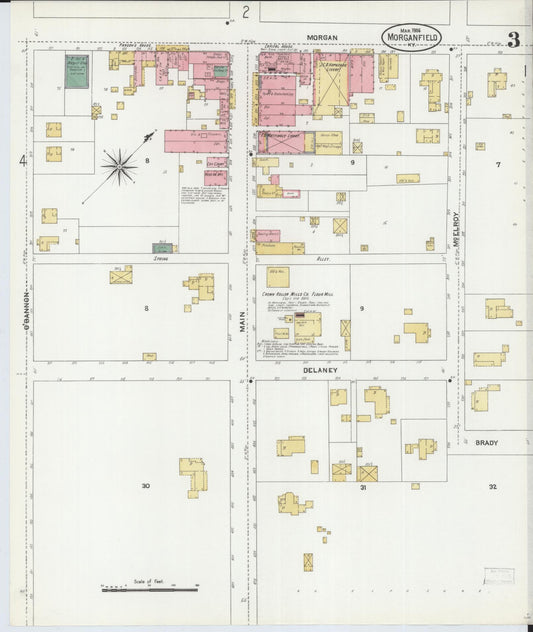 Sanborn Fire Insurance Map from Morganfield, Union County, Kentucky (1906), Sheet #0003 - Historic Sanborn Fire Insurance Map Print, vintage old map wall art, antique decor, genealogy gift, Kentucky Kentucky map