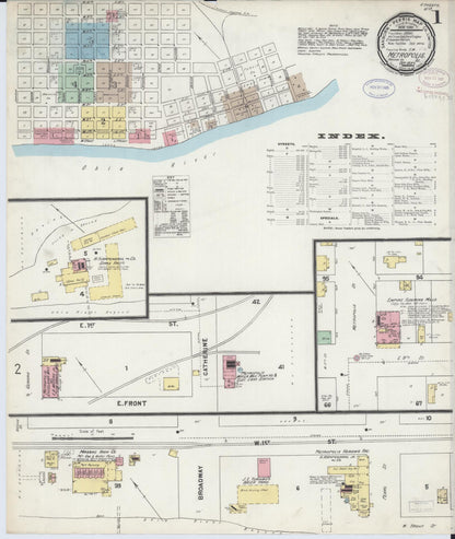 Sanborn Fire Insurance Map from Metropolis, Massac County, Illinois (1897), Sheet #0001 - Historic Sanborn Fire Insurance Map Print, vintage old map wall art, antique decor, genealogy gift, Illinois Illinois map
