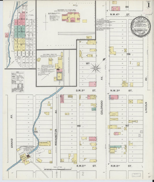Sanborn Fire Insurance Map from Colorado City, El Paso County, Colorado (1892), Sheet #0001 - Historic Sanborn Fire Insurance Map Print, vintage old map wall art, antique decor, genealogy gift, Colorado Colorado map