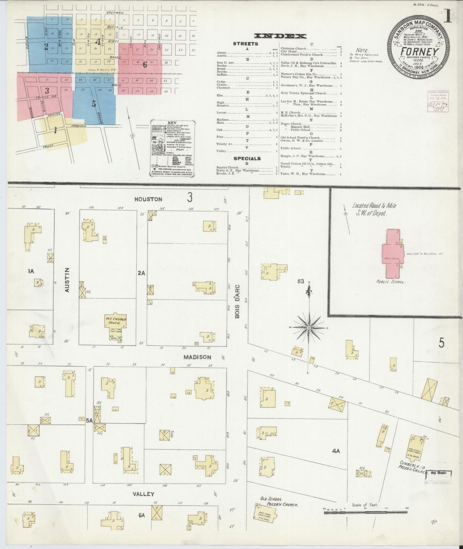 Sanborn Fire Insurance Map from Forney, Kaufman County, Texas. (1906) – Historic Sanborn Fire Insurance Map Print