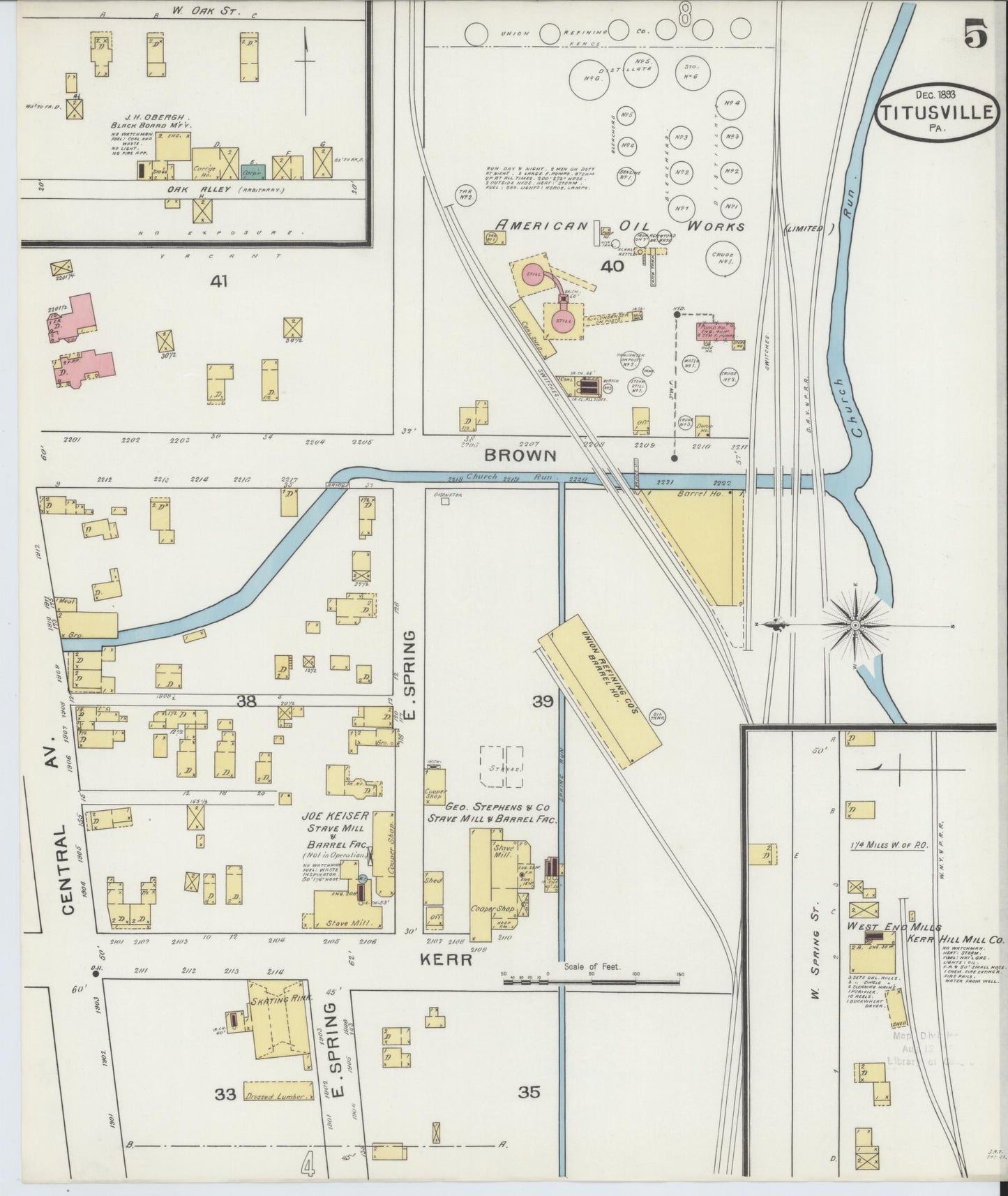 Sanborn Fire Insurance Map from Titusville, Crawford County, Pennsylvania (1893), Sheet #0005 - Complete Map Set gallery image, historic Sanborn map, vintage wall art, Pennsylvania Pennsylvania