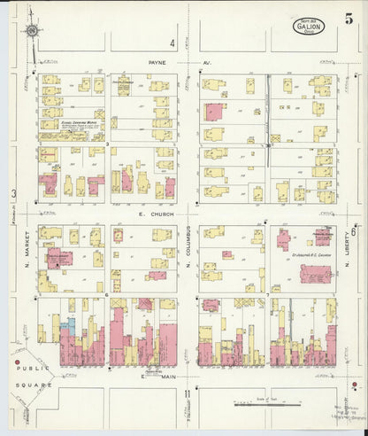 Sanborn Fire Insurance Map from Galion, Crawford County, Ohio (1913), Sheet #0005 - Historic Sanborn Fire Insurance Map Print, vintage old map wall art, antique decor, genealogy gift, Ohio Ohio map