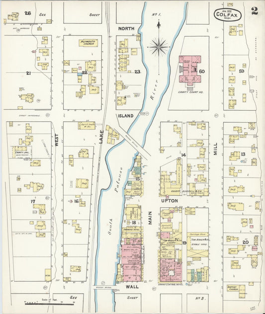 Sanborn Fire Insurance Map from Colfax, Whitman County, Washington (1890), Sheet #0002 - Historic Sanborn Fire Insurance Map Print, vintage old map wall art, antique decor, genealogy gift, Washington Washington map