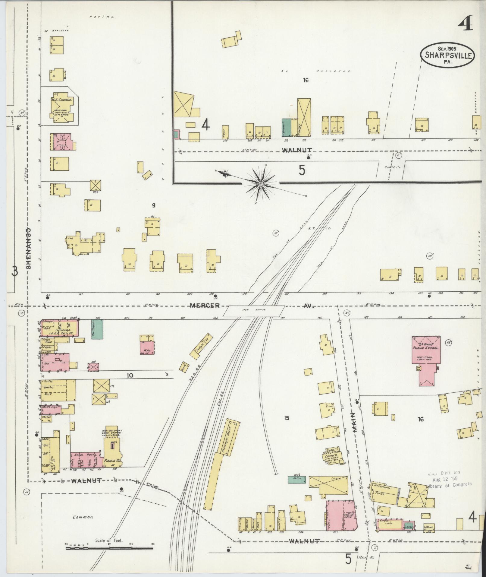 Sanborn Fire Insurance Map from Sharpsville, Mercer County, Pennsylvania (1905), Sheet #0004 - Complete Map Set gallery image, historic Sanborn map, vintage wall art, Pennsylvania Pennsylvania